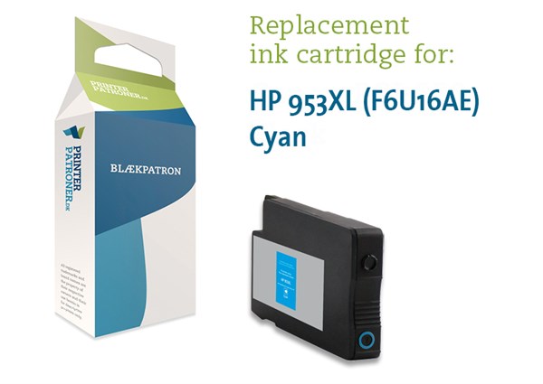 Hp Cyan Blækpatron - Hp Nr.953Xl - 1.600Sider Genfyldt Hp Miljø-Blækpatron